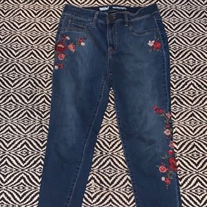 floral embroidered jeans